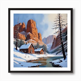 Cabin In The Snow 6 Art Print