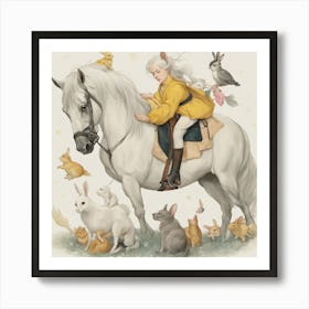 Girl On A Horse 1 Art Print