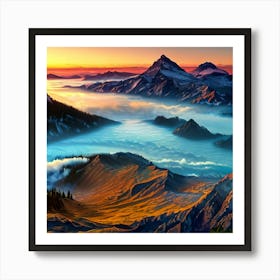 Sunrise In The Mountains 1 Art Print