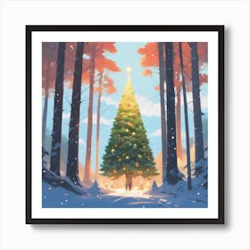 Christmas Tree In The Forest 76 Art Print