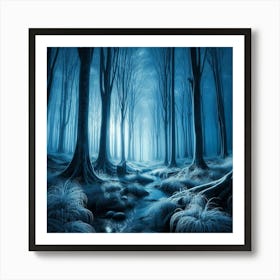 Dark Forest At Night Art Print