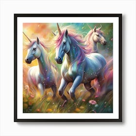 Unicorns In The Field Art Print