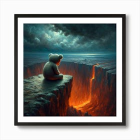 Teddy Bear On Cliff Art Print