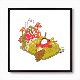 Mushroom Bed Square Art Print