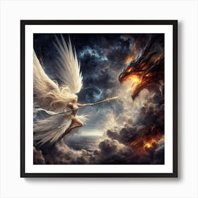 Female warrior fighting evil Art Print