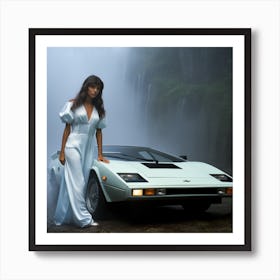 Myeera White Lamborghini Countach Waterfalls Mist Fog Beautiful 398477c1 F8ee 4f03 B014 0c4373f4d143 Art Print