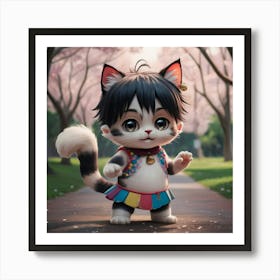 Cute Cat Boy, Anime Art Print