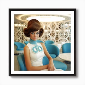 Blue Retro Mod 1960's Airport Lounge Series: #6 Art Print