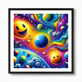 Super Kids Creativity:Smiley Faces In Space Art Print