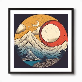 Moon And Mountains Art Print