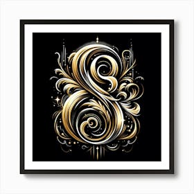 Gold Letter S Art Print
