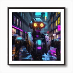 Robot In The City 80 Art Print