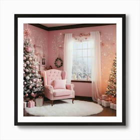 Pink Christmas Room 8 Art Print