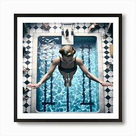 Blond Woman dives into the Swimming Pool Affiche