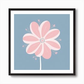 A White And Pink Flower In Minimalist Style Square Composition 509 Art Print