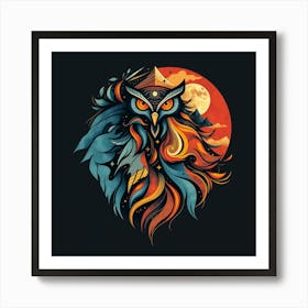 Owl is looking in art Art Print