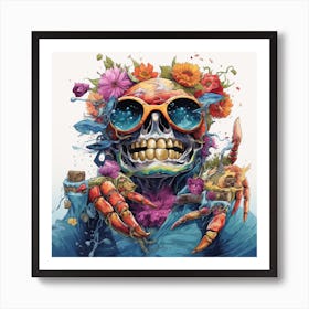 Skull With Flowers 6 Art Print