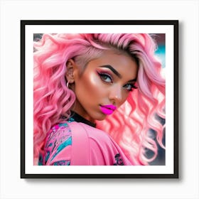 Pink Haired Girl fg Art Print