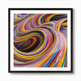 Close-up of colorful wave of tangled paint abstract art 21 Art Print