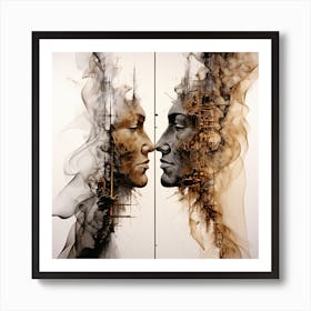 Two Faces In Smoke Art Print