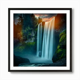 Multnomah Falls at sunset. Just one of many large waterfalls along the Columbia Gorge in Washington and Oregon(9) Art Print