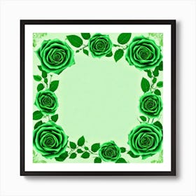 Green Roses Frame Art Print