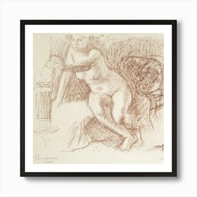 Seated Female Nude Leaning Forward, 1908 By Magnus Enckell Art Print