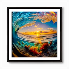 Sunset In The Ocean Art Print