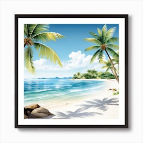 Palm Trees On The Beach 2 Art Print