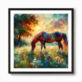 Horse nature Impressionism 6 Art Print