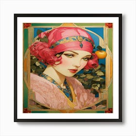 Lady With Pink Hair Art Print