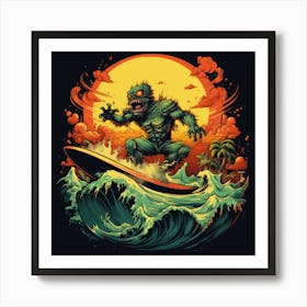 Surfer Monster Art Print