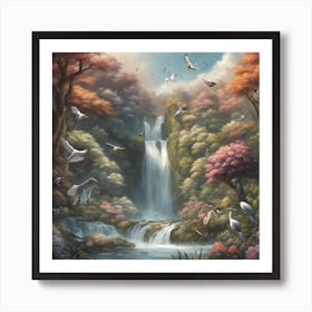 Waterfall In The Forest 2 Art Print