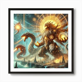 A Sci Fi Depiction Of Massive Kaiju Harnessing Nat Poster