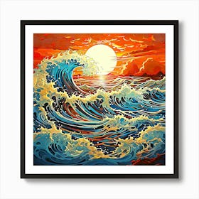 Great Wave At Sunset 1 Art Print