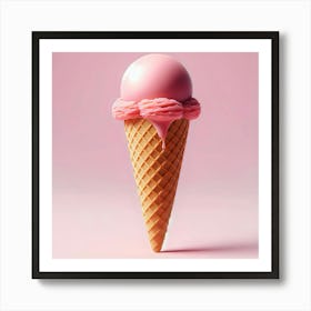 Pink Ice Cream Cone Art Print