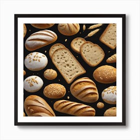 Realistic Bread And Flour Flat Surface Pattern For Background Use Trending On Artstation Sharp Foc Art Print