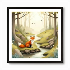 The wise and playful Fox Art Print