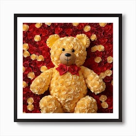 Teddy Bear With Roses 10 Art Print