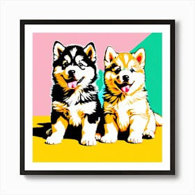 Alaskan Malamute Pups, This Contemporary art brings POP Art and Flat Vector Art Together, Colorful Art, Animal Art, Home Decor, Kids Room Decor, Puppy Bank - 146th Art Print