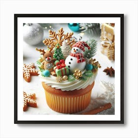 Snowman Cupcake Art Print