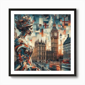 Abstract Art English lady in London Art Print