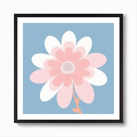 A White And Pink Flower In Minimalist Style Square Composition 142 Art Print