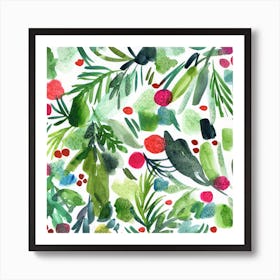 Christmas Watercolor Painting Art Print