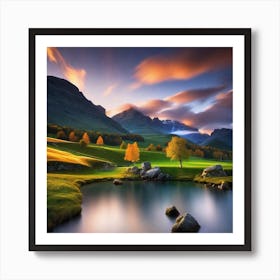 Landscape At Sunset Art Print