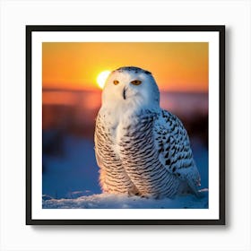 Firefly Majestic Snowy Owl In Serene Winter Sunrise 45875 (2) Art Print