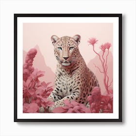 Leopard 1 Pink Jungle Animal Portrait Art Print