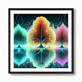 Three Colorful Trees in neon colors 17 Art Print