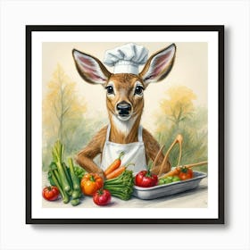 Chef Deer 31 Art Print