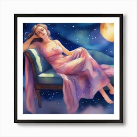 Girl Sleeping On A Couch Art Print